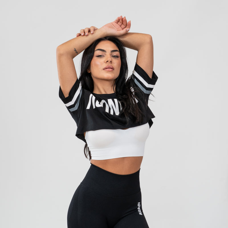 EIGHTIES CROP TOP - BLACK